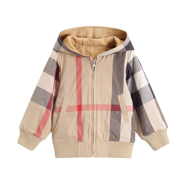 plaid jacket 2018 autumn Winter new styles kids long sleeve plaid jacket thick warm zipper coat girls high quality cotton hoodie outwear