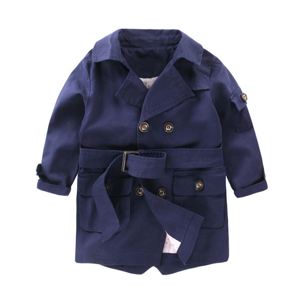 New Fashion trench coats for Boys Long Pattern Casual Boys Belted Trench Coat Child 2-6Y Autumn Spring Jacket Outerwear