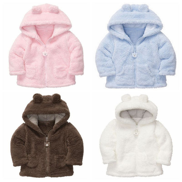 Hot Newborn Clothing Boys Girls Fall / Winter Baby Fashion Coats Baby Hoodies Thick Fleece Tops Outwear For 0-2 Years Kids Y18102208