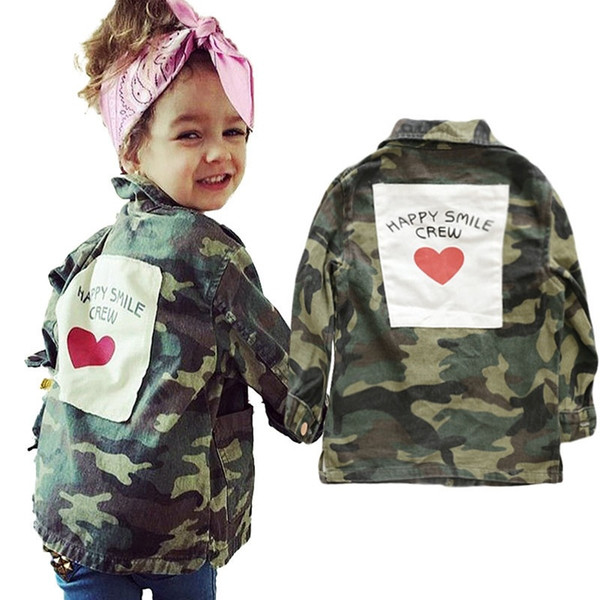 AiLe Rabbit Girls Autumn Jacket INS Hot Camouflage Jacket Long sleeve back love letter stickers fashion Brother Sister coat