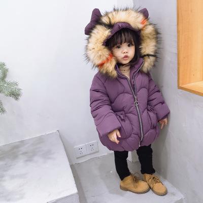 2018 children winter new cotton-padded jacket Han edition hooded collars cotton-padded clothes of the girls Children quilted jacket in the c