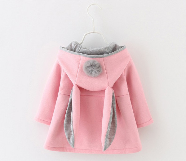 Retail New Autumn Winter Baby Girls Rabbit Ears Hooded Princess Jacket Coats Infant Girl Cotton Outwear Cute Kids Jackets Christmas Gifts