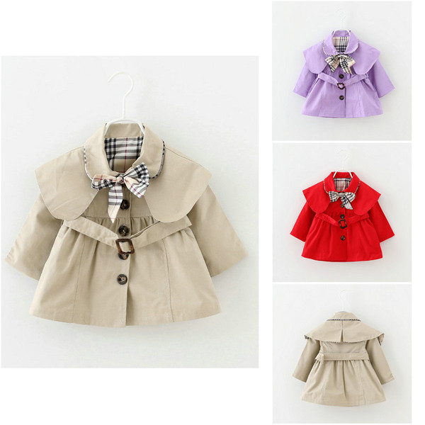 Baby Toddler girls spring lapel Waistband Windbreaker Coat Outerwear Jacket baby girl clothes