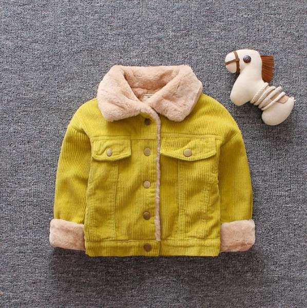 Thicken Winter Clothes Baby Boys Coat Plush Lining Girl Jacket Outerwear Turn-down Collar Baby Girl Clothes Autumn Infant Coat