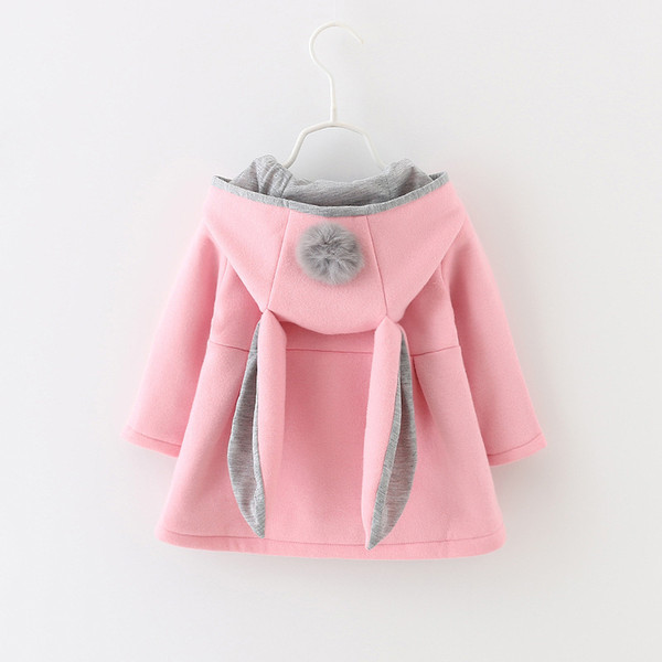 3 Colors Baby Girls Fashion Rabbit Hoodie Coats New Spring Autumn Hot Sale Children Boutique Clothing Kids Solid Color Coats B11