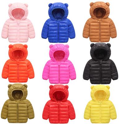 Kids Down Coat Winter Hooded Outerwear Boy Girl Long Sleeve Down Jacket Cute Ear Designer Clothes Children Solid Warm Overcoat YFA564