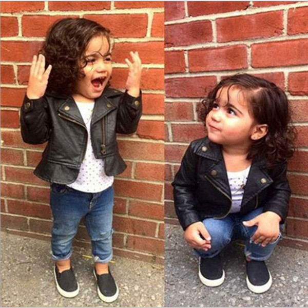 Fall girls baby clothes fashion brand suits pu leather jacket outerwear for girls baby clothing outfits Slim fit jackets coats