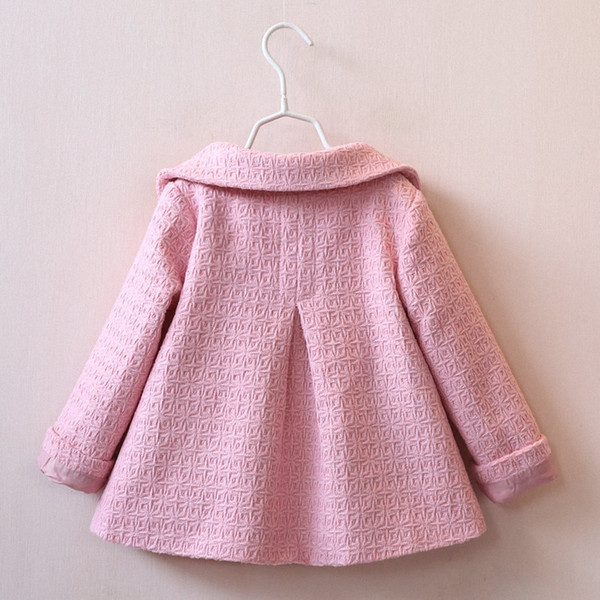 Wholesale-Girls Wool Winter Coats New Autumn Children's Cotton Trench Jackets Fashion Baby Girls Peter pan Collar Outwear QY-728