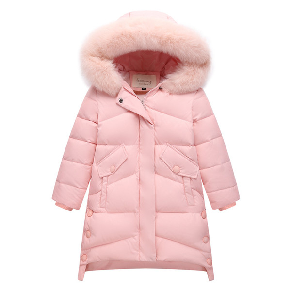 2019 New Children Winter Duck Down Girls Thickening Warm Down Jackets Boys long Big Fur Hooded Outerwear Coats Kids Down Jacket