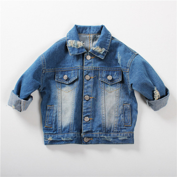 1-5Yrs Baby Boys Girls Outerwear Coat Girls Hole Denim Jackets Coats 2018 Fashion Spring Children Outwear Coat Kids Denim Jacket