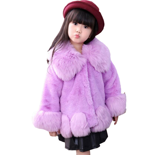 2017 New Children Real Rabbit Fur Coat Kids Girls Winter Warm Solid Natural 100% Rabbit Fur Coat Baby Down Jacket for Girls