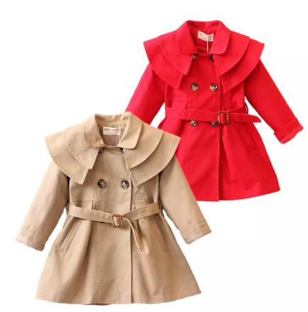 causal baby girl trench coat European solid cotton trench jacket for 1-6years girls kids children outerwear coat clothes hot