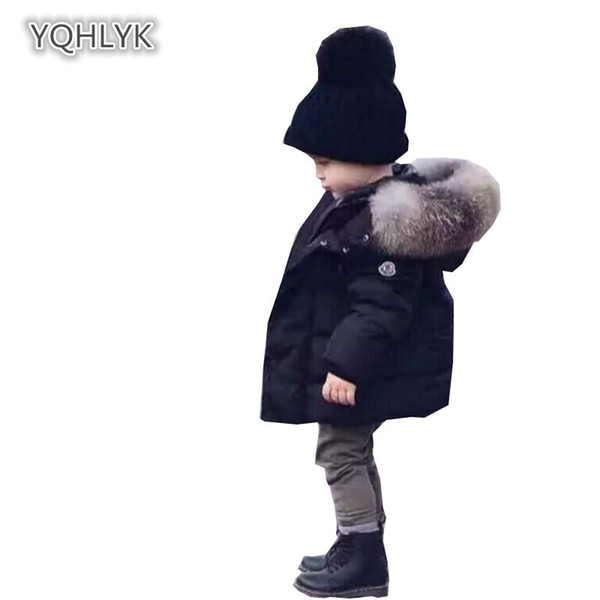 Children winter baby boy cotton Outerwear fashion hooded warm jacket girl cotton coat Big fur collar short Parker baby