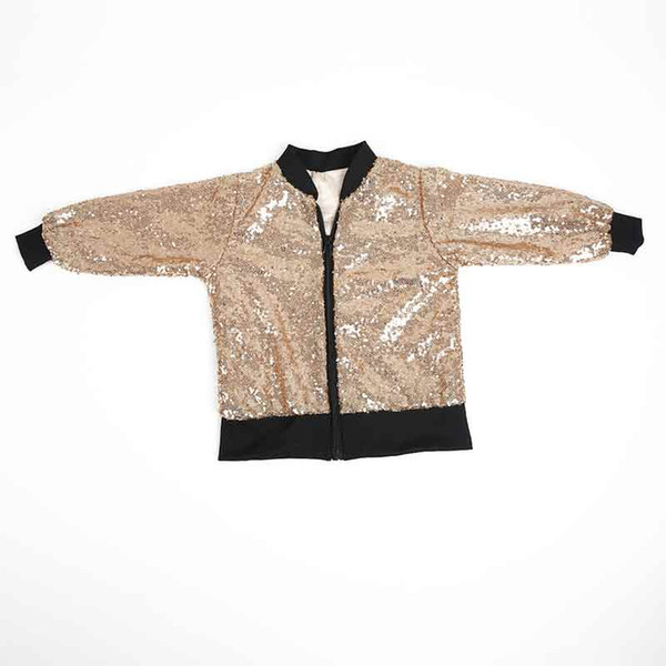 Fashion Sequins Baby Girls Jacket Coat Spring Autumn Zipper Outwear Hot Sales European Outwear Kids Clothes Bling Bling Sequins Jacket