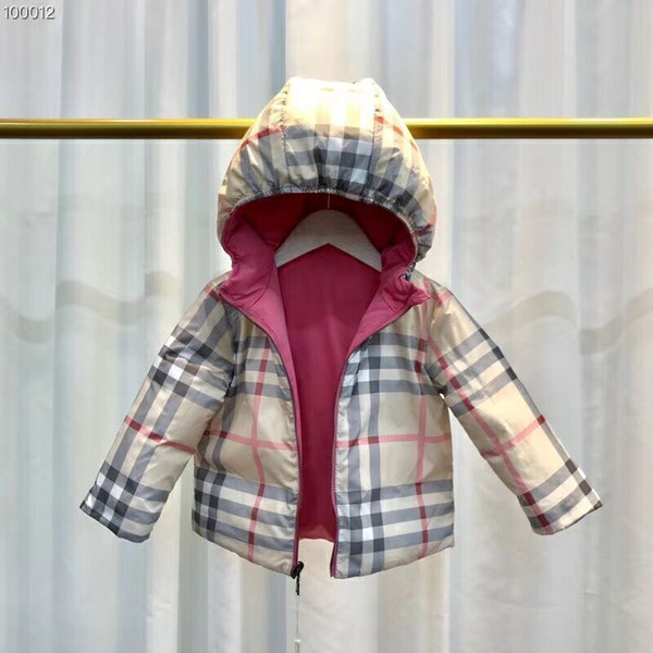 New down coat baby both sides wearing down jacket thickening boys and girls hooded white duck jacket warm