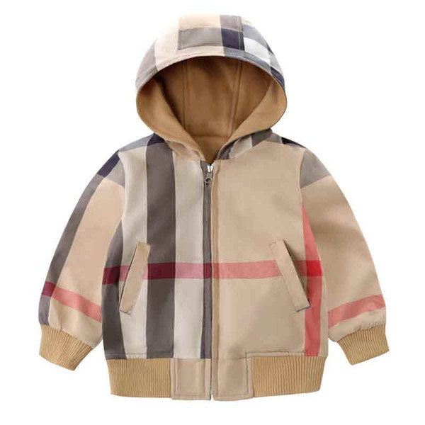 2019 autumn winter children wear new lapel hooded jacket fashoin velet protection plaid boy and girls children jacket