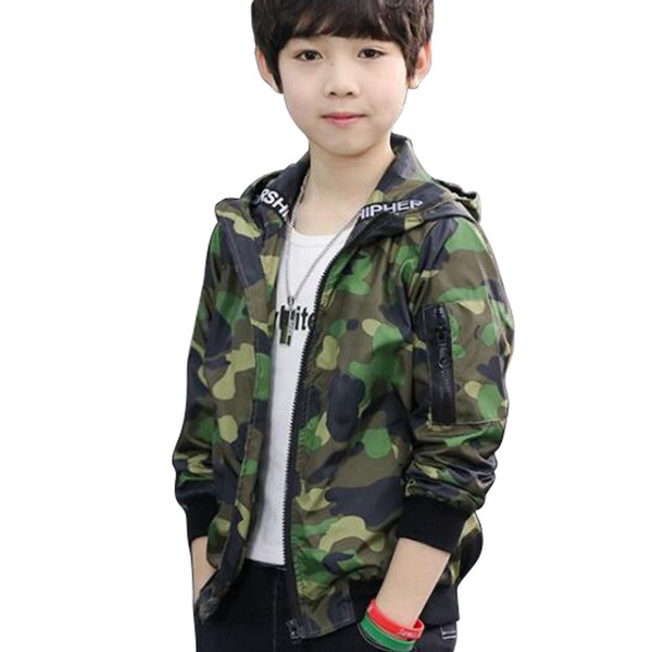 2018 New Fashion Active Causal Toddler Baby Boys Girls Coats Long Sleeve Hooded Zipper Camouflage Coats Outfit