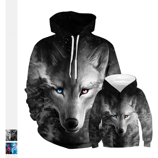 2019 Autumn New Fashion Children's Black White Wolf Number Printing Hoodies Kids Cotton Long Sleeve Jacket Child Sports Tops