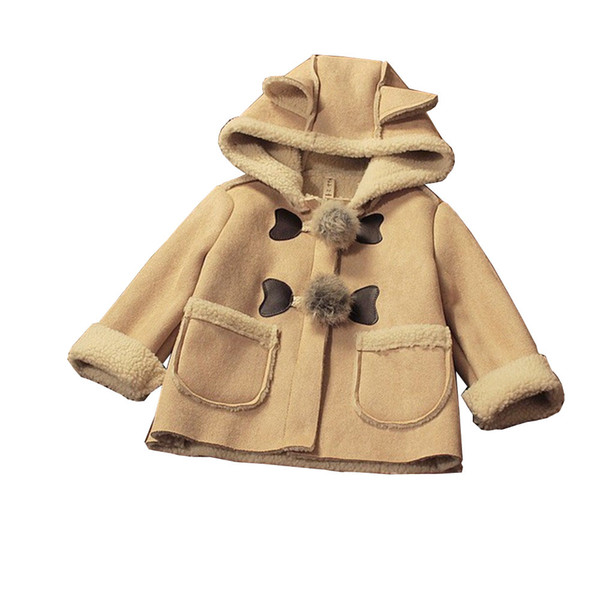 Cola Baby Girls Winter Cartoon Hat Jackets Baby Girls Coat Hooded Baby Jacket Infant Clothes