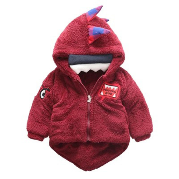 Wholesale Baby Boy Dinosaur Shape Jacket 2018 Autumn Winter Jackets Coat Kids Hooded Plush Children Outerwear Coat Toddler kids Top Clothing