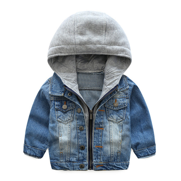 Baby Boys Coat 2018 New Spring Autumn Wash Soft Denim Coat Hooded Zipper Coat Jeans Jacket for Kids Children Clothing 6T