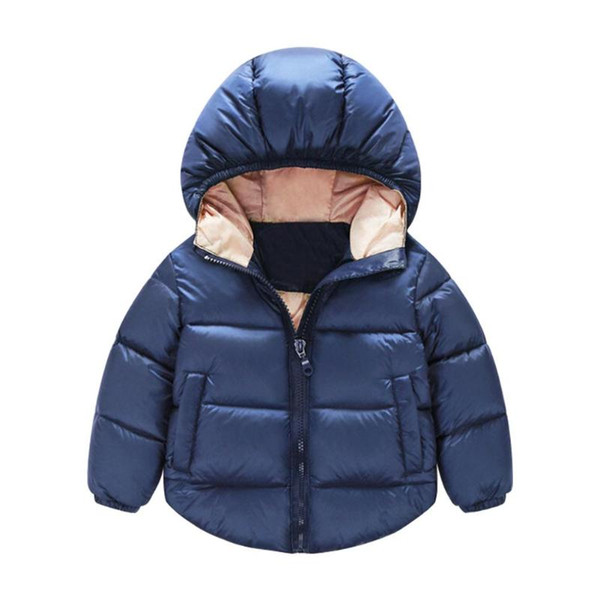 Children Winter Jacket Duck Down Coat Warm Zipper Fashion Pockets Slim Parka Solid Color Girls Boy Outerwear