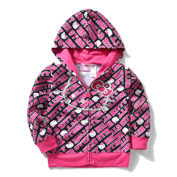 Kids Girls Pretty Hello Kitty Windproof Hoodies Childrens Jacket 2019 Windbreaker Clothes For Teens Coat Outerwear 8 10 12 Years