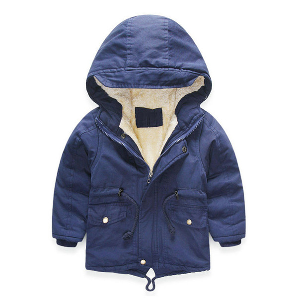 Winter Coat Boys Girl Windbreaker Fashion Kids Parka Thicken Warm Jacket Children Plus Velvet Hooded Outerwear 4 5 6 8 10 Years