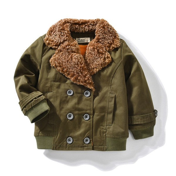 Baby Boys Coats Spring Winter Fashion Korean Children's Plus Velvet Collar Warming Cotton Fleece Jacket For Kids Outerwear