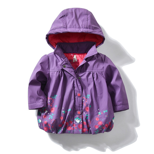 Baby Girls Jackets Waterproof Spring Autumn Kids Girl Hooded Coats Flower Hoodie Children Windbreaker Outerwear 1 2 3 4 5 Years