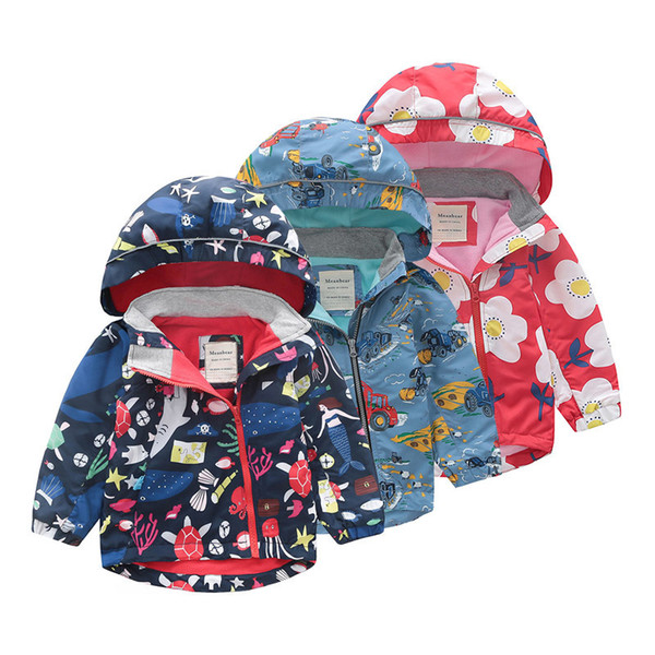 Toddler Boys Winter Clothing Warm Coat Kids Girls Cotton Print Windbreaker Jacket Children Thicken Waterproof Hoodies Outerwear