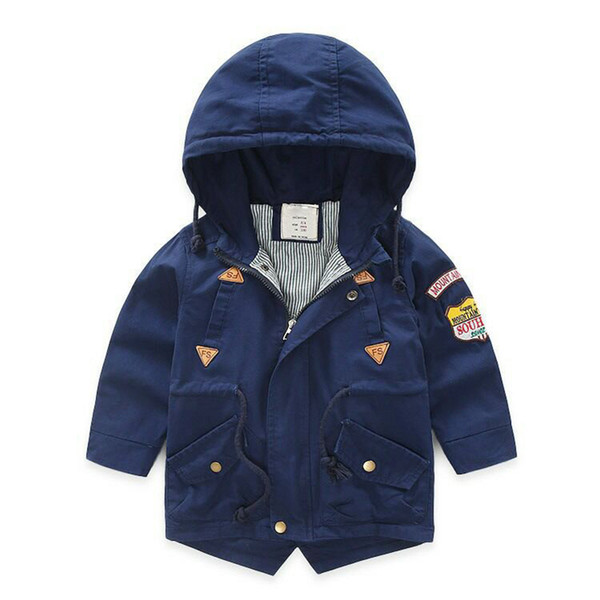 Spring Autumn Jacket Boys Kids Outerwear Windbreaker Coats Fashion Children Hooded Trench Coat for toddler boy jacket Cotton