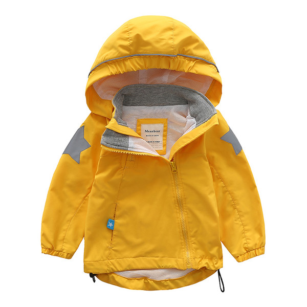 Girls Boys Jacket Spring 2019 New Casual Windbreaker Kids Windproof Waterproof Trench Coat Stars Hooded Outerwear For Girls