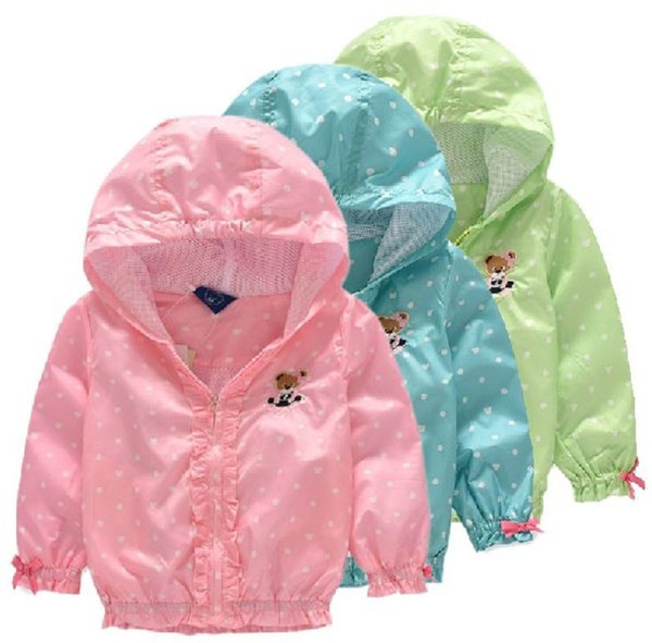 Children Jacket Coat For Girls Double-deck Waterproof Windbreaker Polka Dot Baby Girls Outerwear Coats 2-8 Years Kids Clothes