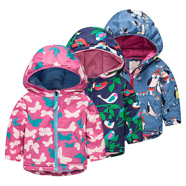 Jacket for Girls 2019 Autumn Winter Cotton Kids Cartoon Thicken Warm Fleece Coat Hooded Outerwear Children Windbreaker Clothes