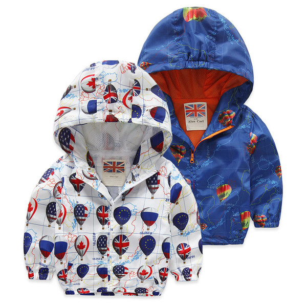 2019 Fashion Children Jackets Hooded cartoon Printed Jacket For Boys 2-6 Years Kids Outerwear Coat Baby Boys Windbreaker Clothes