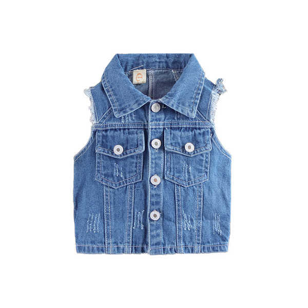 Denim Blue Boy Clothing Jackets Coats 2019 Casual Solid Girl Outerwear Short Sleeve Turn-down Collar Kid Children Clothes jk200