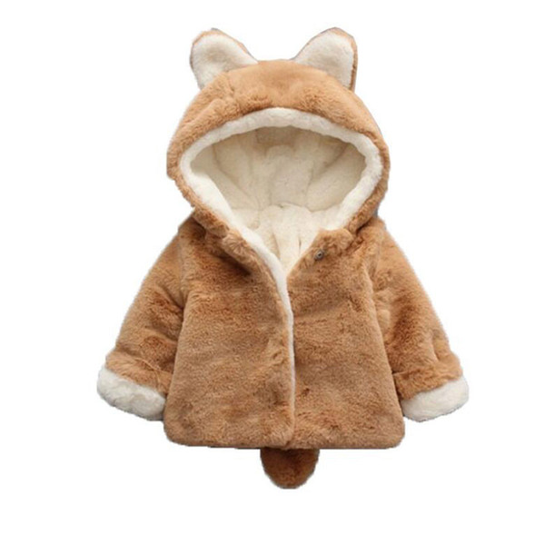 quality baby Girls clothes winter warm Outerwear Brand Kids Rabbit Ears Hooded Design kids coats boy Girls Clothes 0-4years