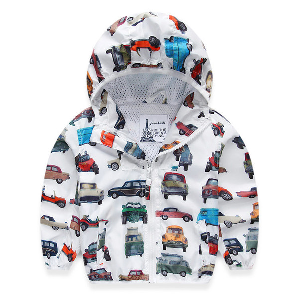 Children Jackets For Boys 2019 Spring Autumn Hooded Printed Car Baby Boys Outerwear & Coats 2-8 Years Kids Windbreaker Clothes