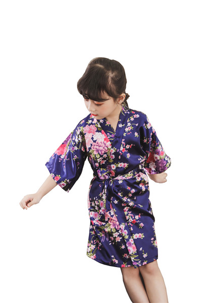 Shanghai Story 6 pieces/set(Size 4,Size 6,Size 8,Size 10,Size 12,Size14) Girls' Satin Kimono Sakura Flower Robe for Cosplay Party Birthday