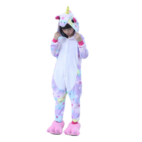 Child Animal Stars Unicorn Pajamas For Boys Girls Kids Flannel Cartoon Cosplay Children Sleepwear Cute Hoodie Pijamas Halloween Y18102908