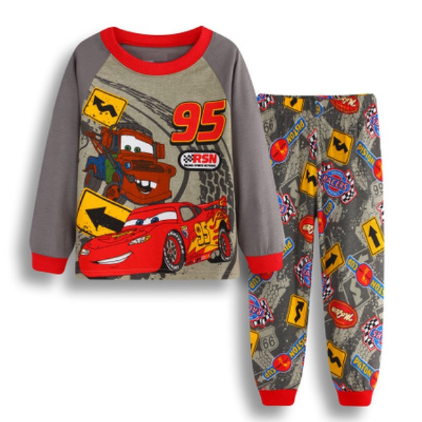 2018 new fashion cotton children's clothing boy baby cartoon car home service suit pajamas