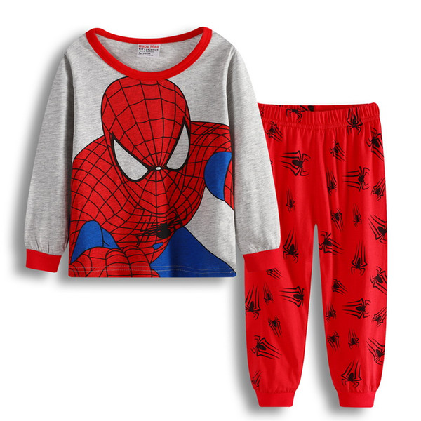 New Fashion Kids Baby Boys Cartoon Pajama Sets 2PCs Children Sleepwear Homewear Sleepwear Long Sleeve Gray Pajamas set HYL14