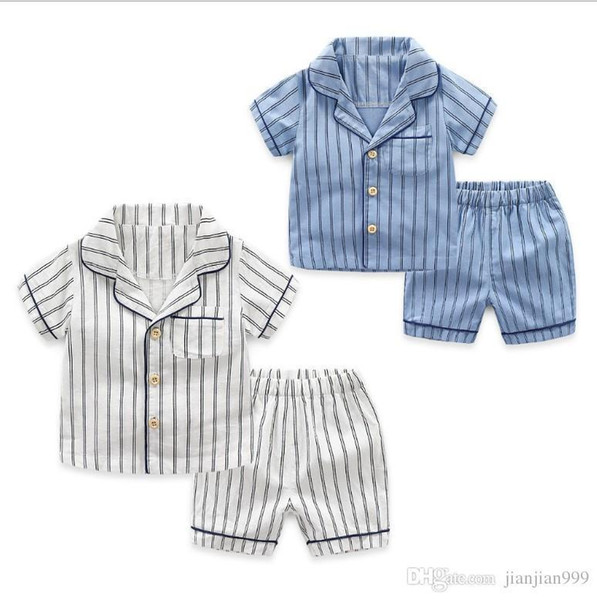 Children's Pajamas Set 2019 New Boys Short Sleeve Pajamas Pants Children's Wear Baby Baby Cotton Home Service Summer