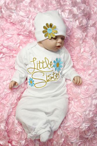 Newborn Baby Girl Sleepwear Infant Kid Floral Long Sleeve Cotton Robes Nightie Layette Night Gown Bundler Sleepsuit Set Hat