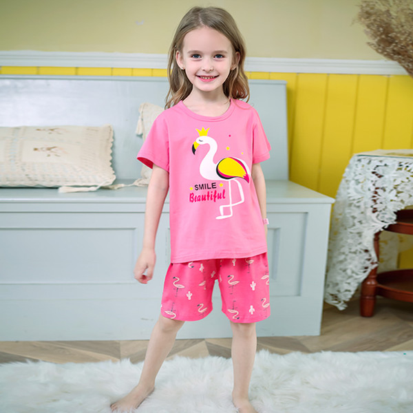 SAILEROAD 2020 New Summer Pajamas For Girls Cute Flamingo Unicorn Pyjamas Set Kids Pijama Infantil Child Homewear Clothes Suits