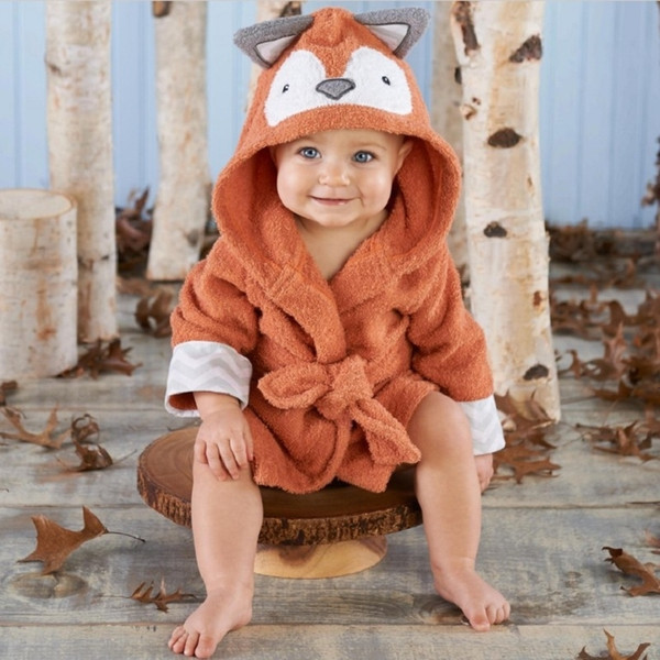 Winter Baby Bath Robe Boys Girls Clothes Kids Bathrobe Cartoon Animals Hooded Towel Pajamas Clothes Hooded Towel SH190912