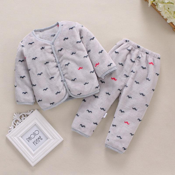 Newborn pijama Baby Girl Boy kids fleece pajamas Thick Warm Tops Pants Set children Pajamas Sleepwear Clothes pijama infantil