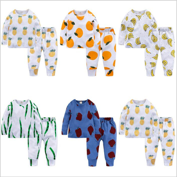 Kids Clothes Baby Payamas Fashion Summer Sleepsuits Ins Cotton Nightwear Long Sleeve Sleepwear T Shirt Pants Suits Casual Home Wear B4348