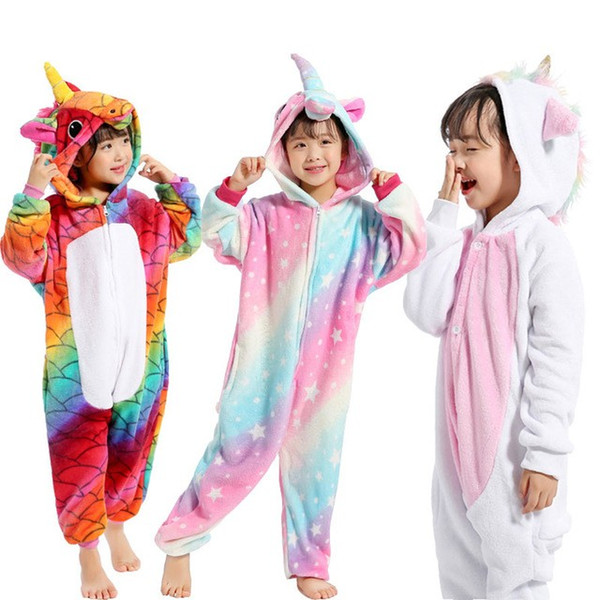 Children Pajamas Unicorn Winter Pajama Cartoon Animal Sleepwear Onesie Kids Costume Fleece Warm Flannel Kids Blanket Sleepwear